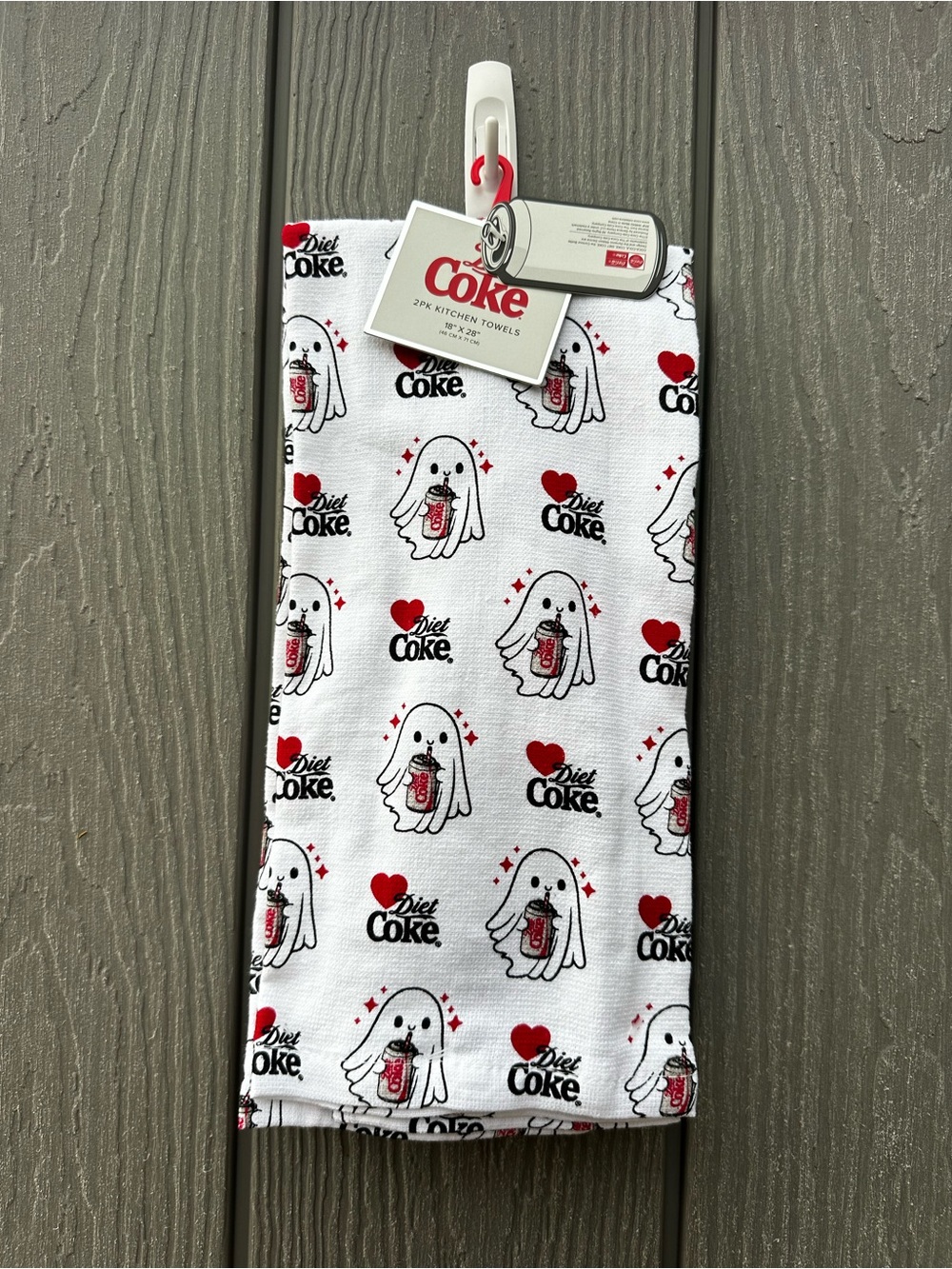 Ghost Drinking Diet Coke Kitchen Towels - Pack of 2 NWT